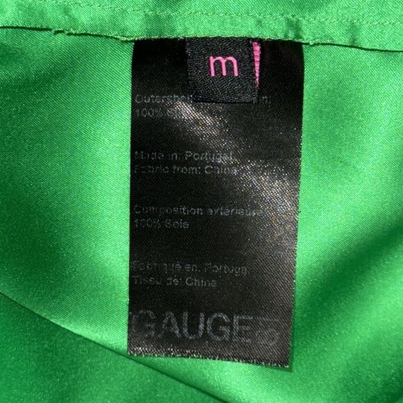 GAUGE81 Shiori Draped Silk Mini Dress Apple Green Medium - Picture 14 of 15